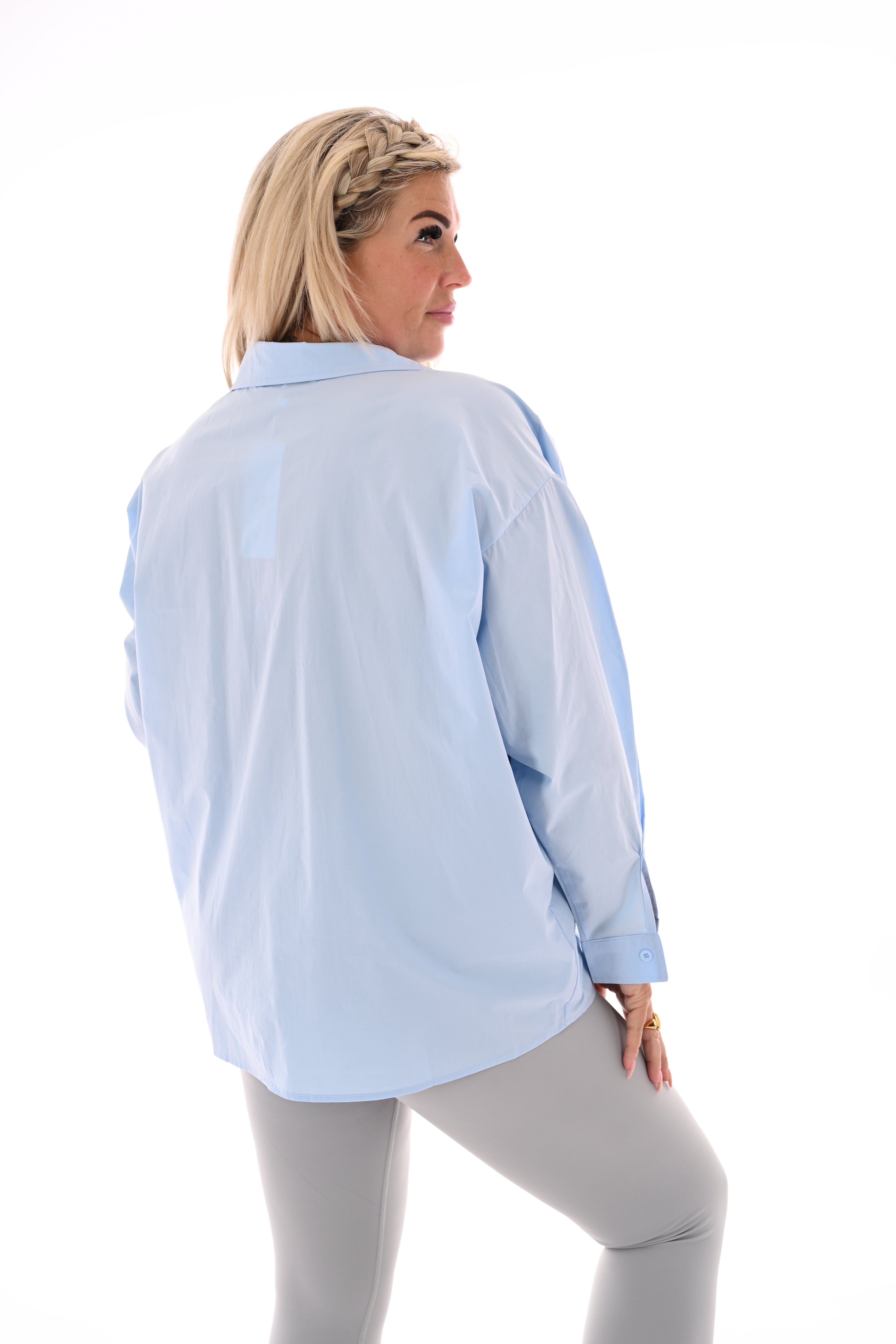 Blouse met hartjes lichtblauw