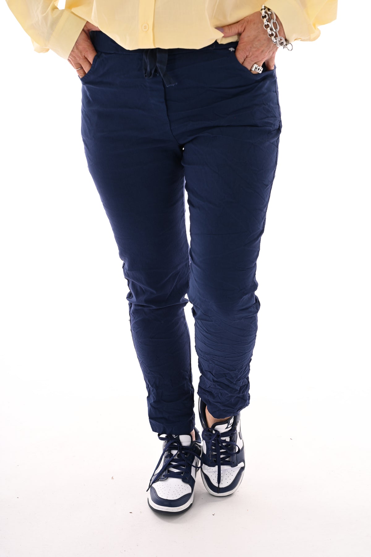 Stretchbroek uni marineblauw