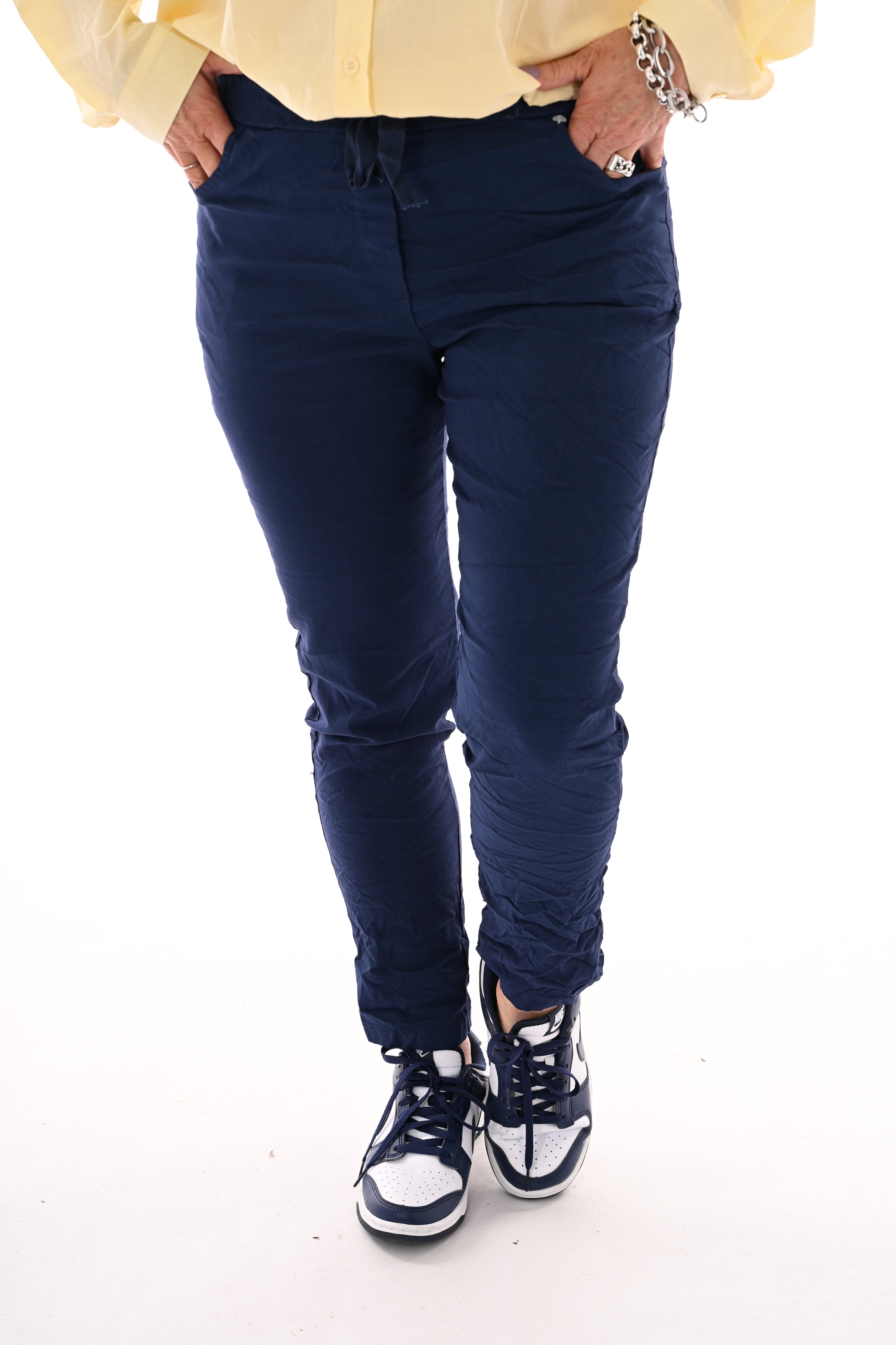 Stretchbroek uni marineblauw