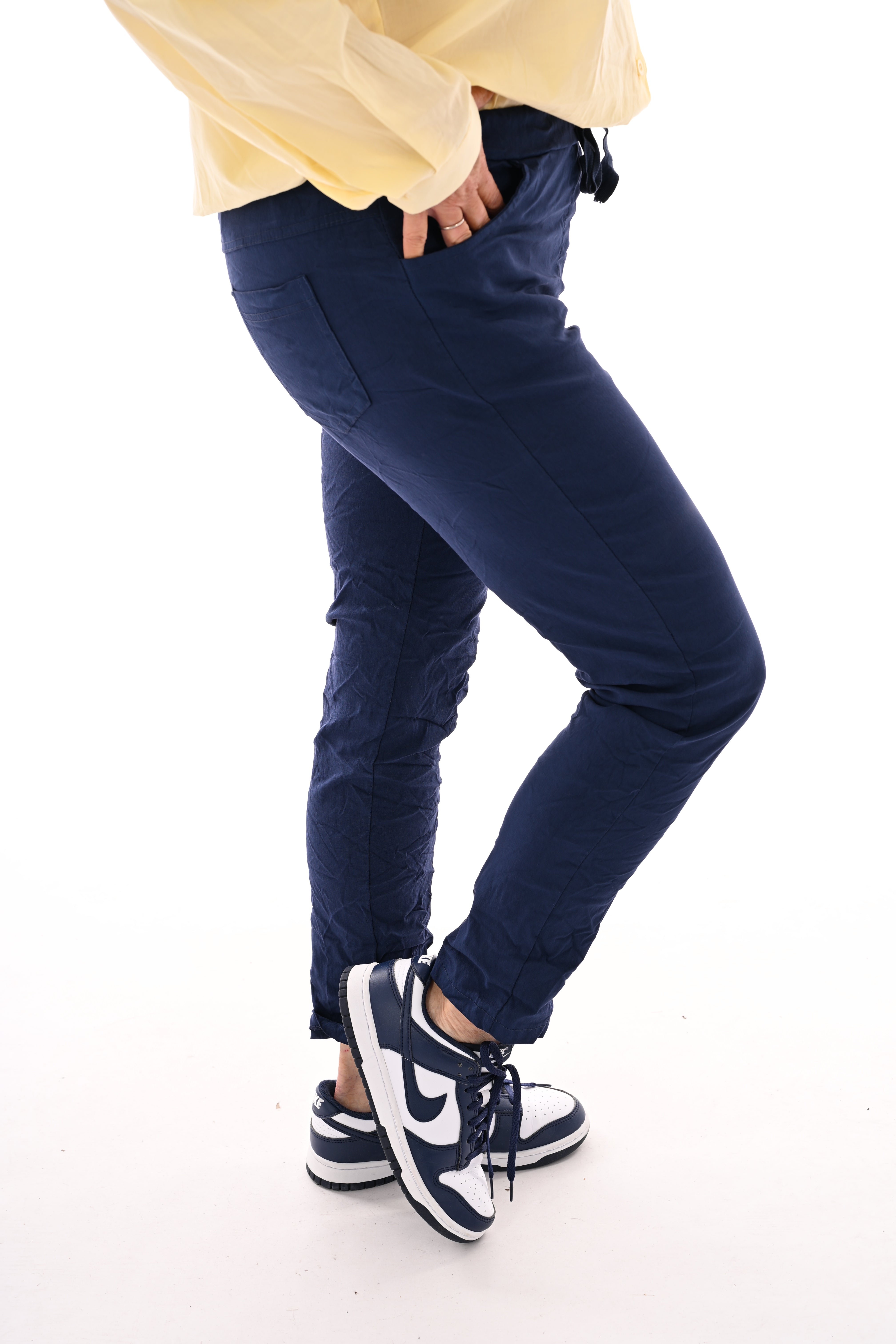 Stretchbroek uni marineblauw