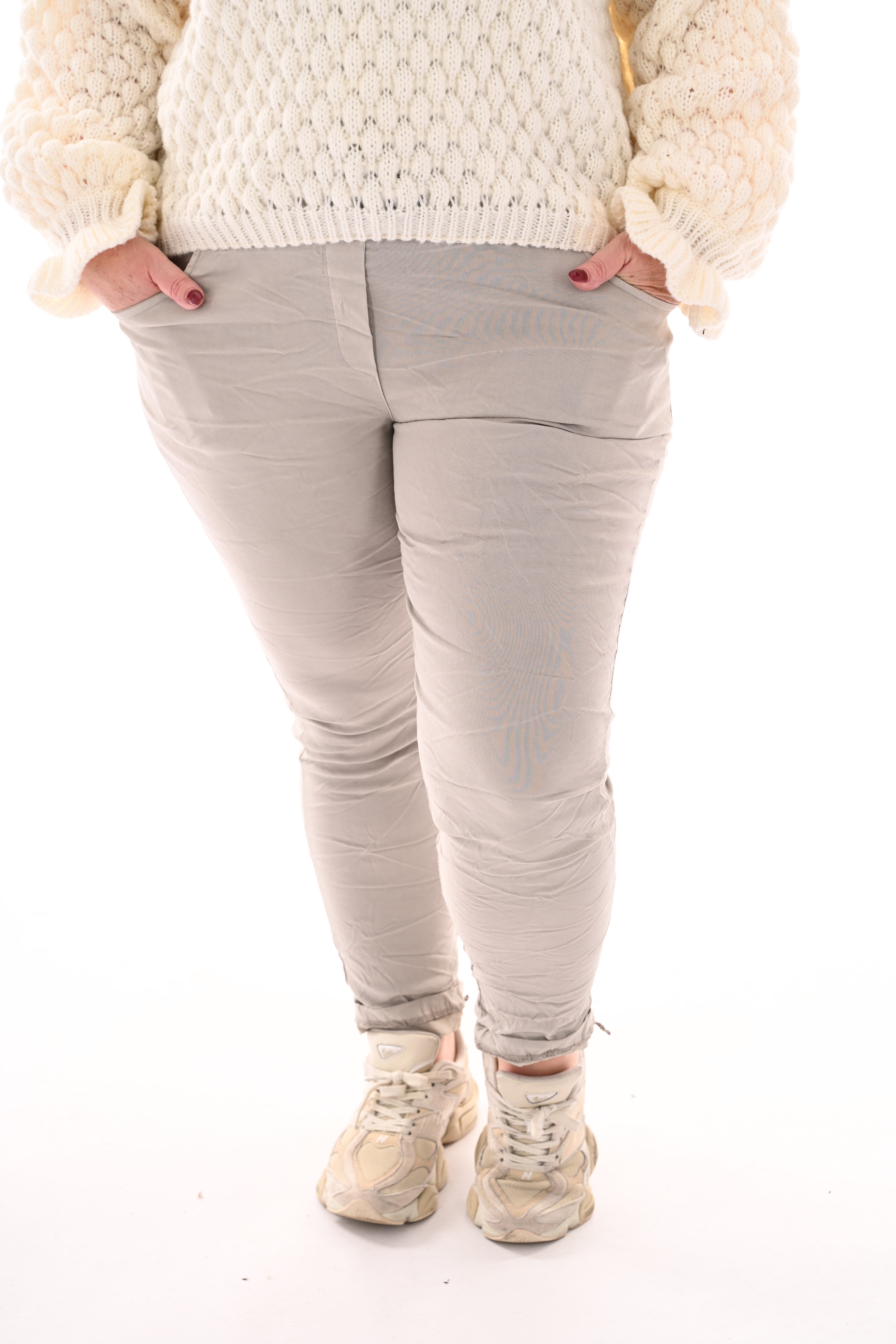 Stretchbroek uni taupe