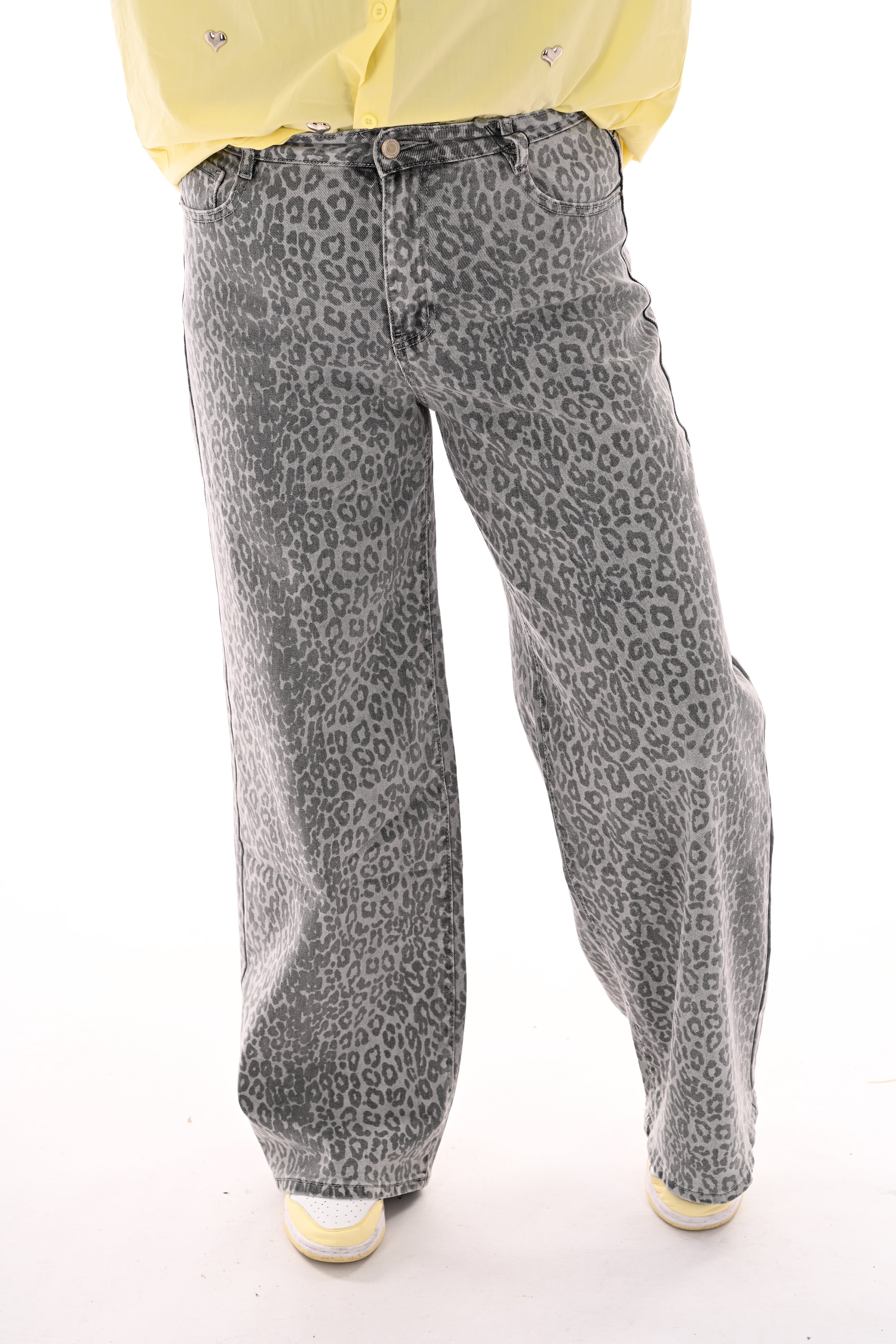 Laulia dad fit panterprint grijs