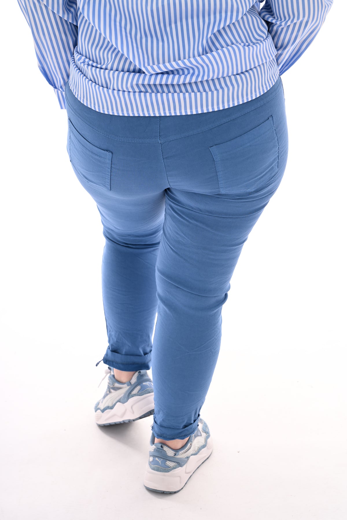 Stretchbroek uni jeansblauw