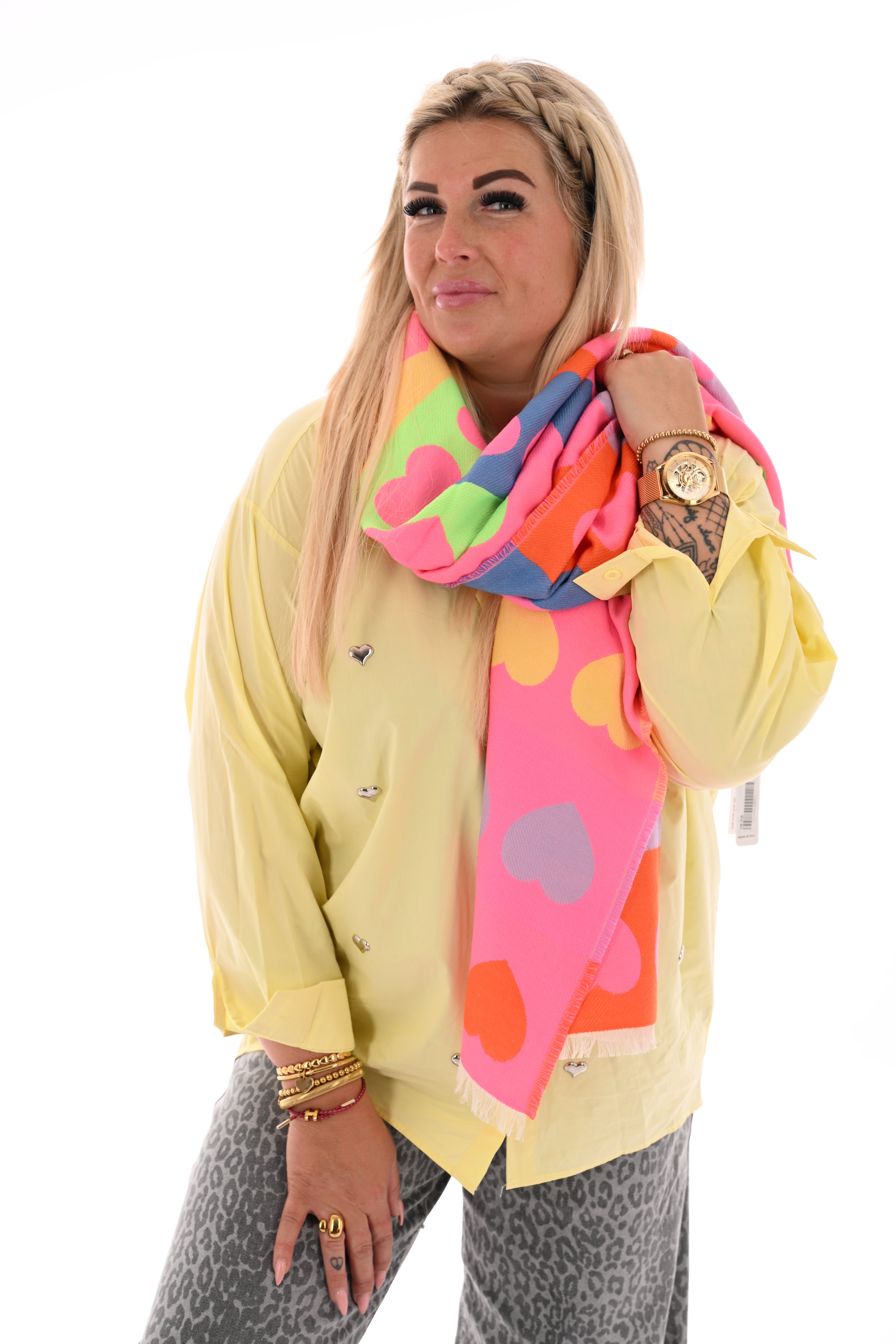 Sjaal hartjes groot roze