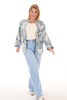 Kort jasje met schouder detail paisley jeansblauw/roomwit