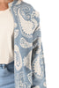 Kort jasje met schouder detail paisley jeansblauw/roomwit