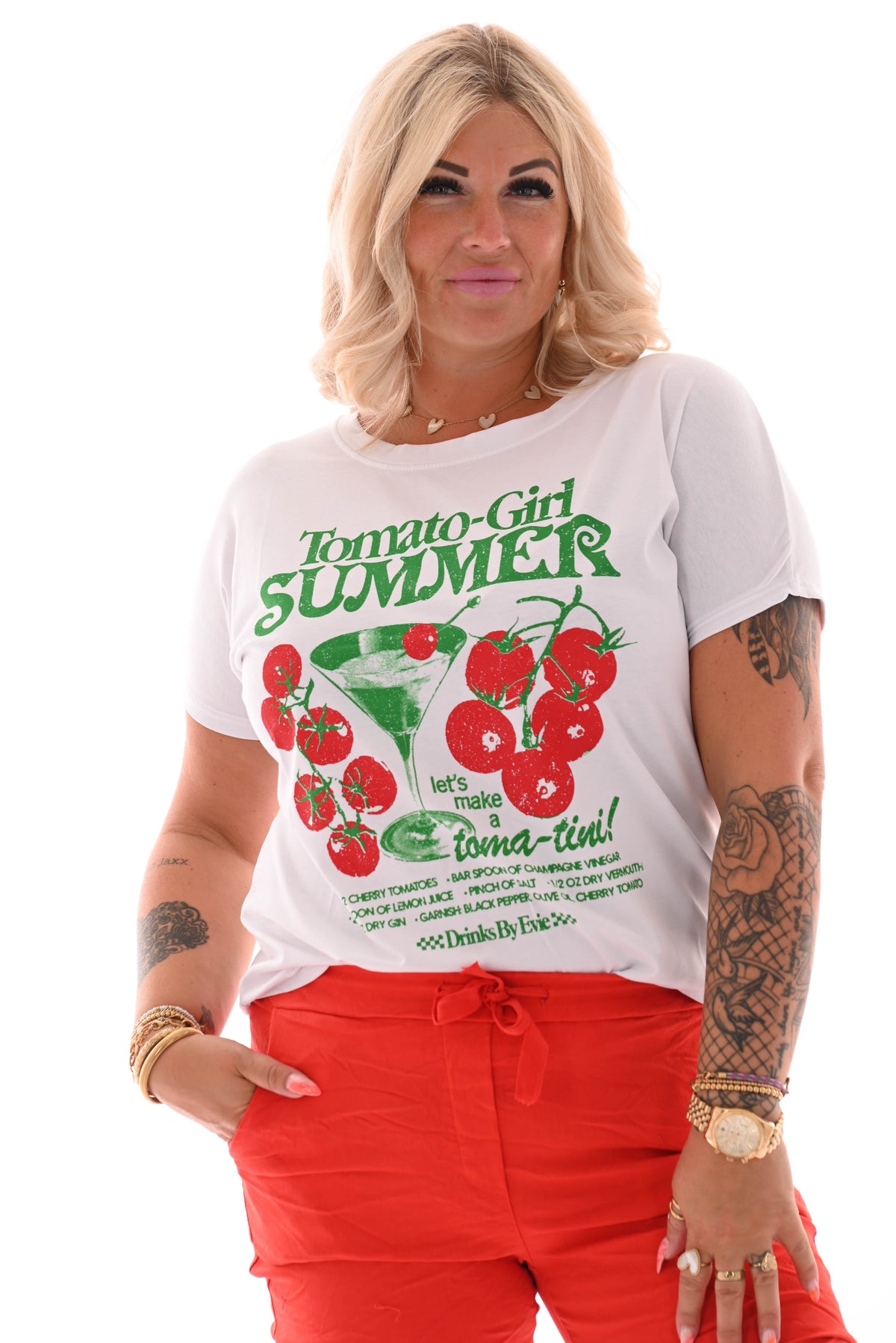 T-shirt tomato wit/groen
