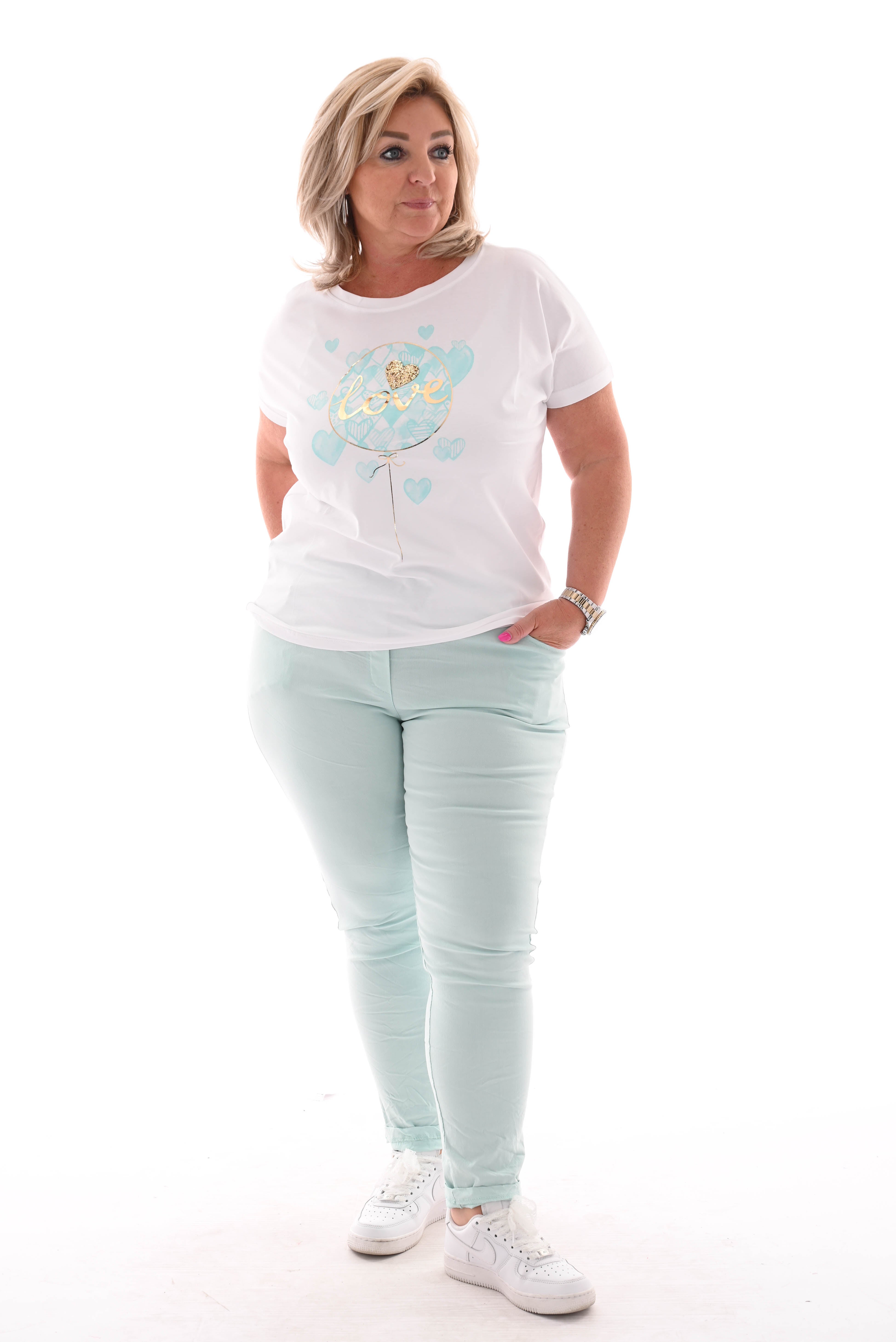 T-shirt love wit/turquoise