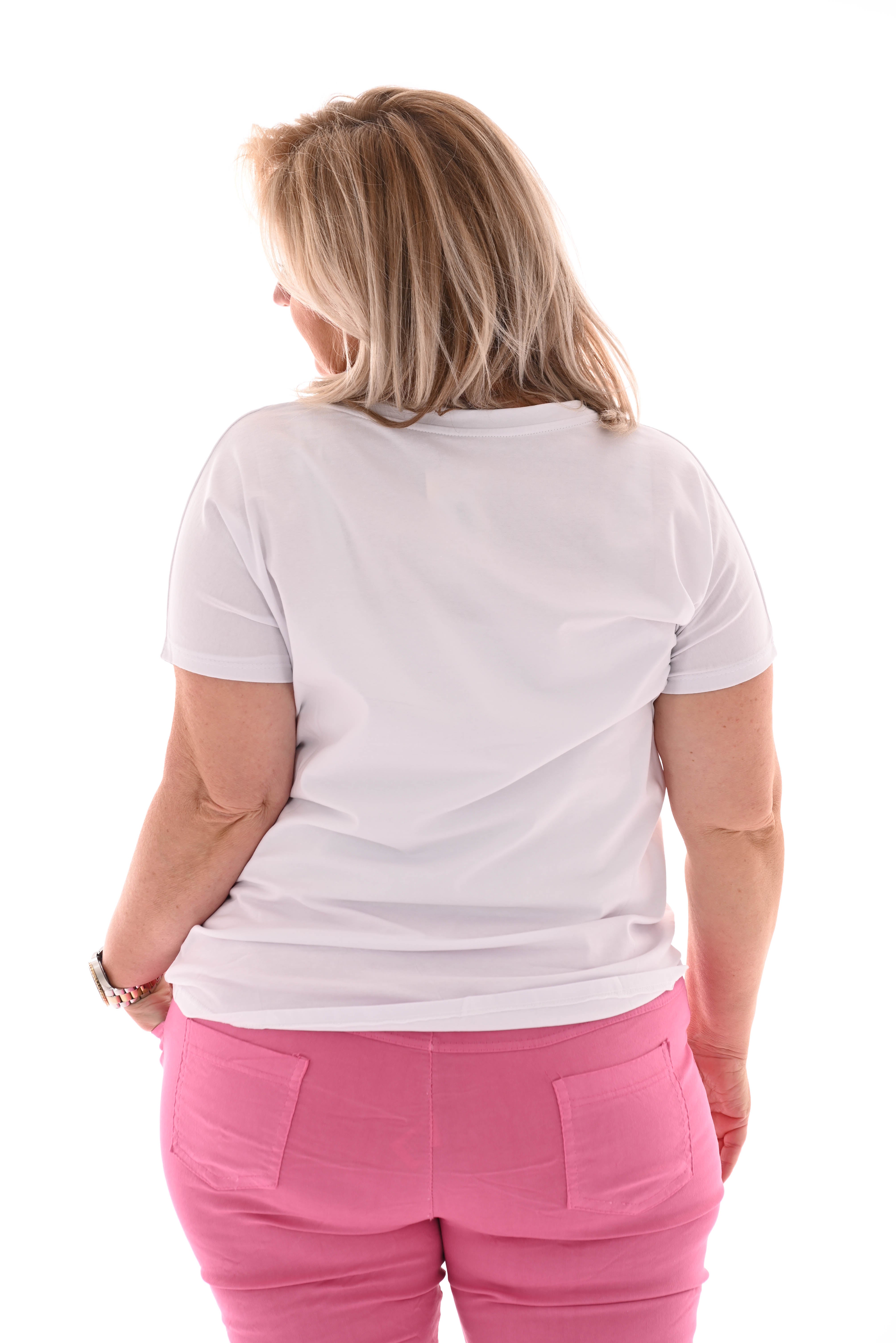 T-shirt boeket wit/jeansblauw