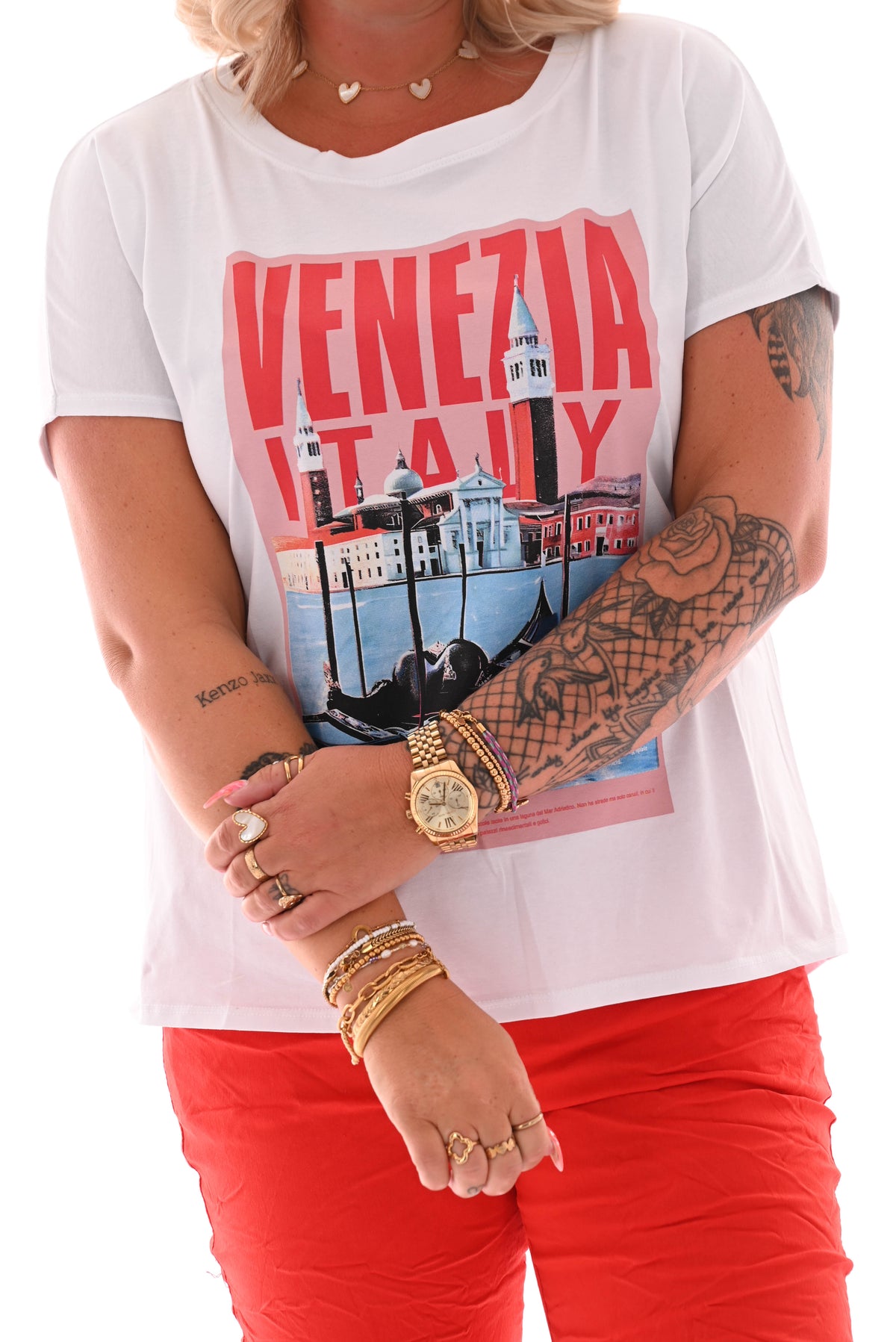 T-shirt venezia wit/rood