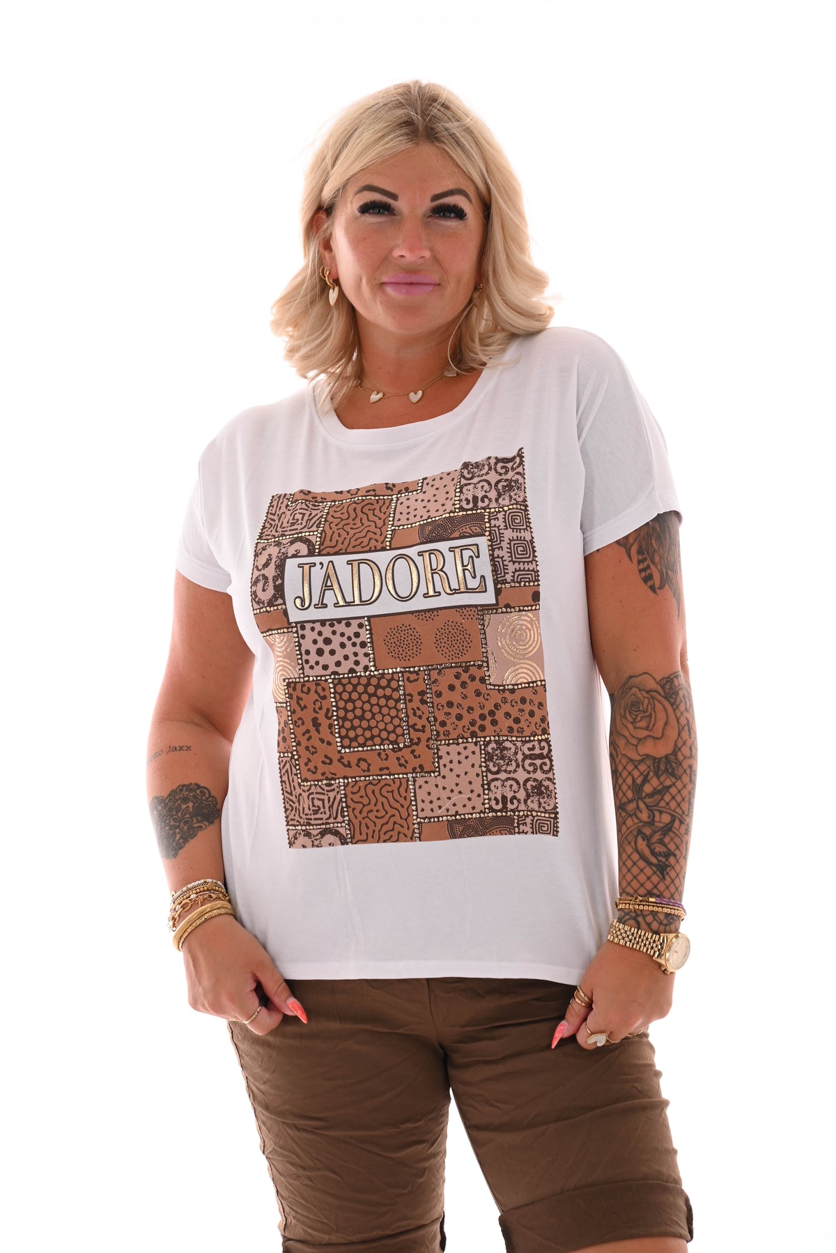T-shirt j'adore wit/bruin