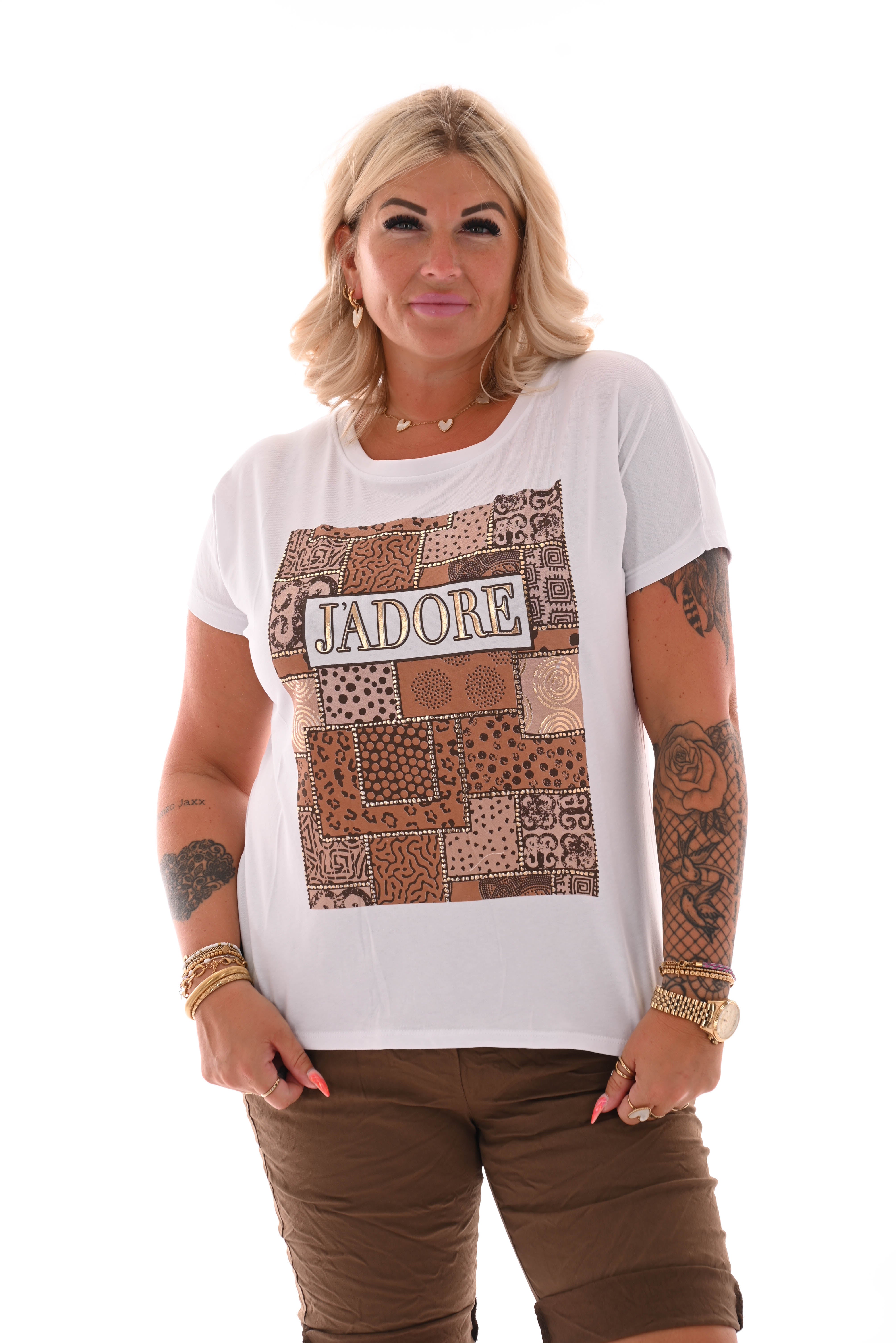 T-shirt j'adore wit/bruin