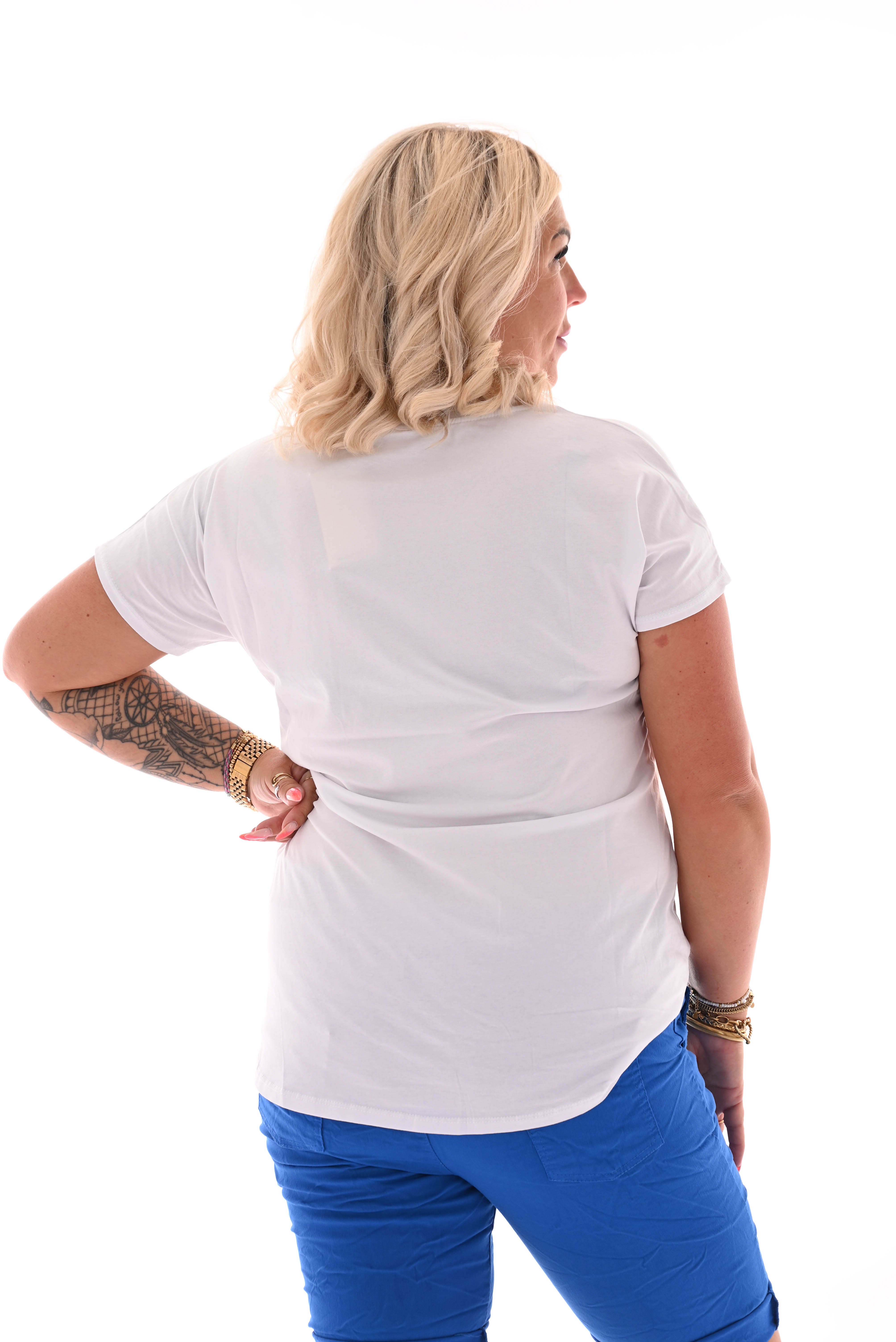 T-shirt venice wit/blauw