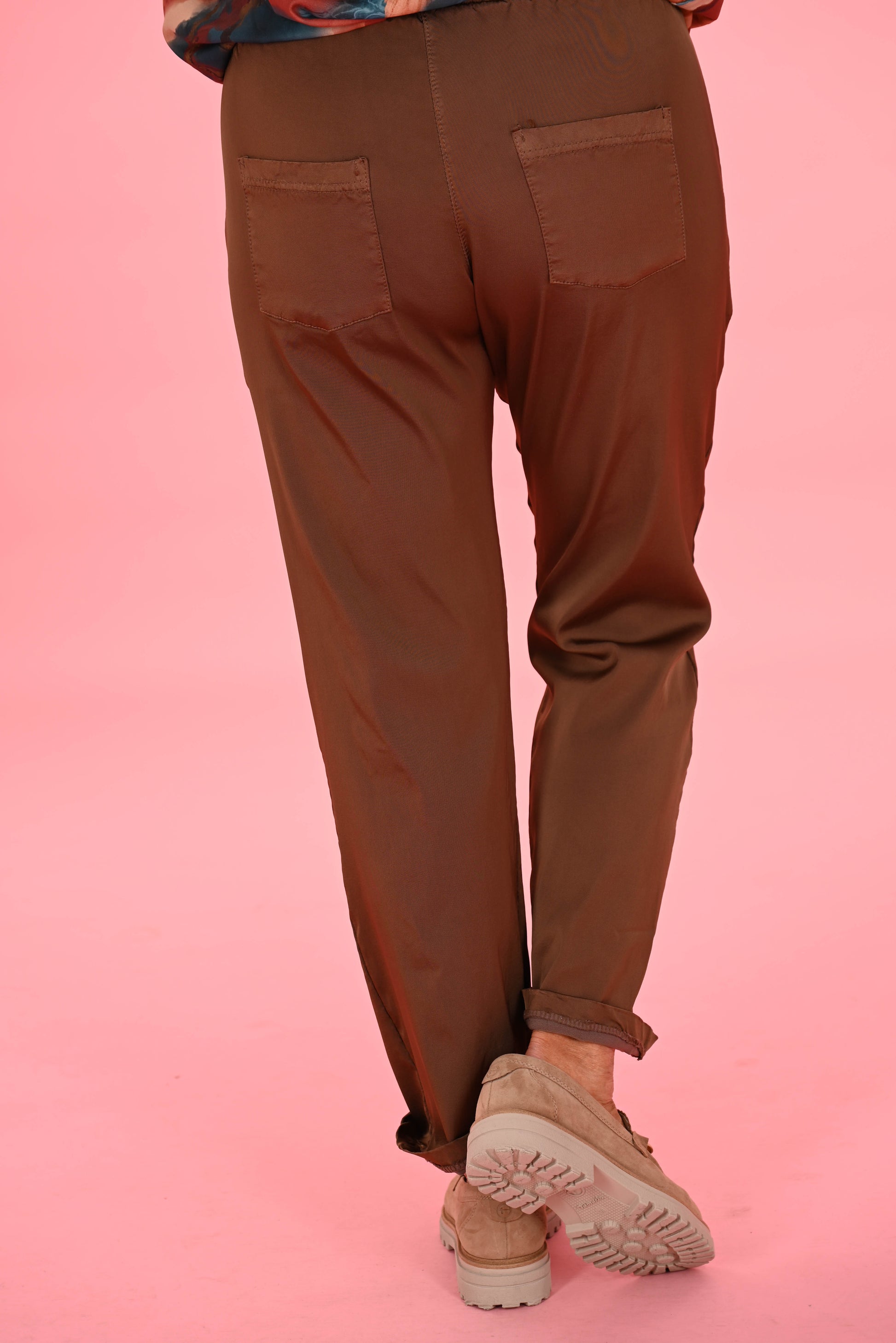 Broek silky donkerbruin