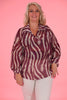 Blouse multi print swirl inkt cyclaam