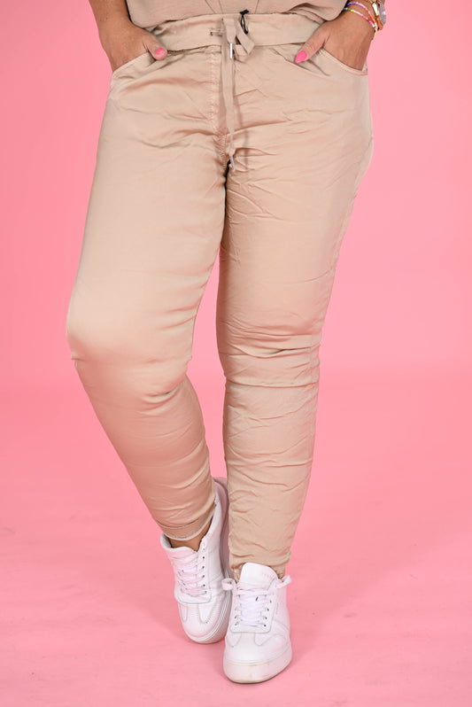 Stretchbroek silky beige