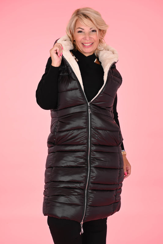 Bodywarmer teddy zwart