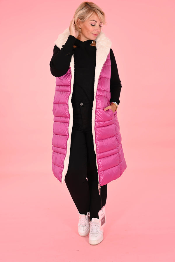 Bodywarmer teddy magenta