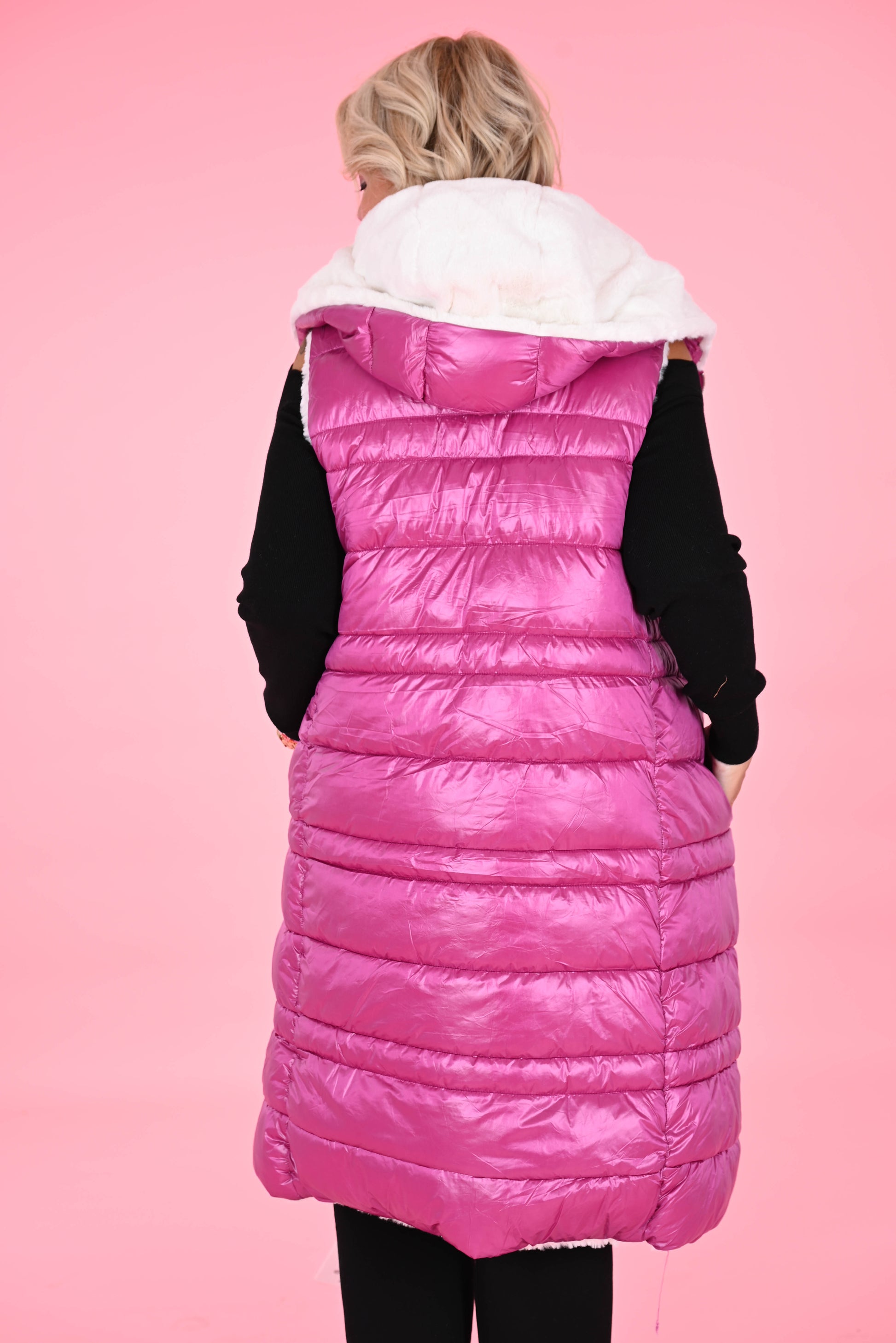 Bodywarmer teddy magenta