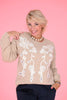 Knitted trui geborduurde bloem beige