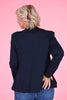 Travel blazer met knoop marineblauw