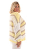 Grof gebreid vest strepen geel/wit