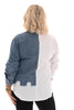 Blouse met emblemen spijker/wit