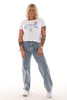 Laulia straight leg jeans pareltjes blauw