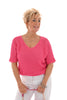 Gehaakte v-hals top fuchsia