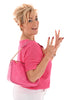 Gehaakte v-hals top fuchsia