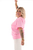 T-shirt v-hals New York roze