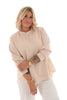 Sweater met fijne streep beige