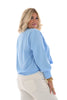 Doorknoop blouse sjaal detail lichtblauw