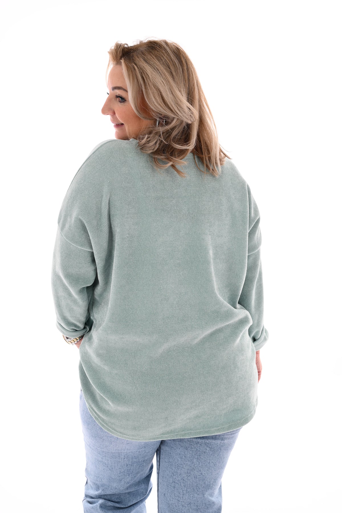 Rib trui ronde hals lindegroen