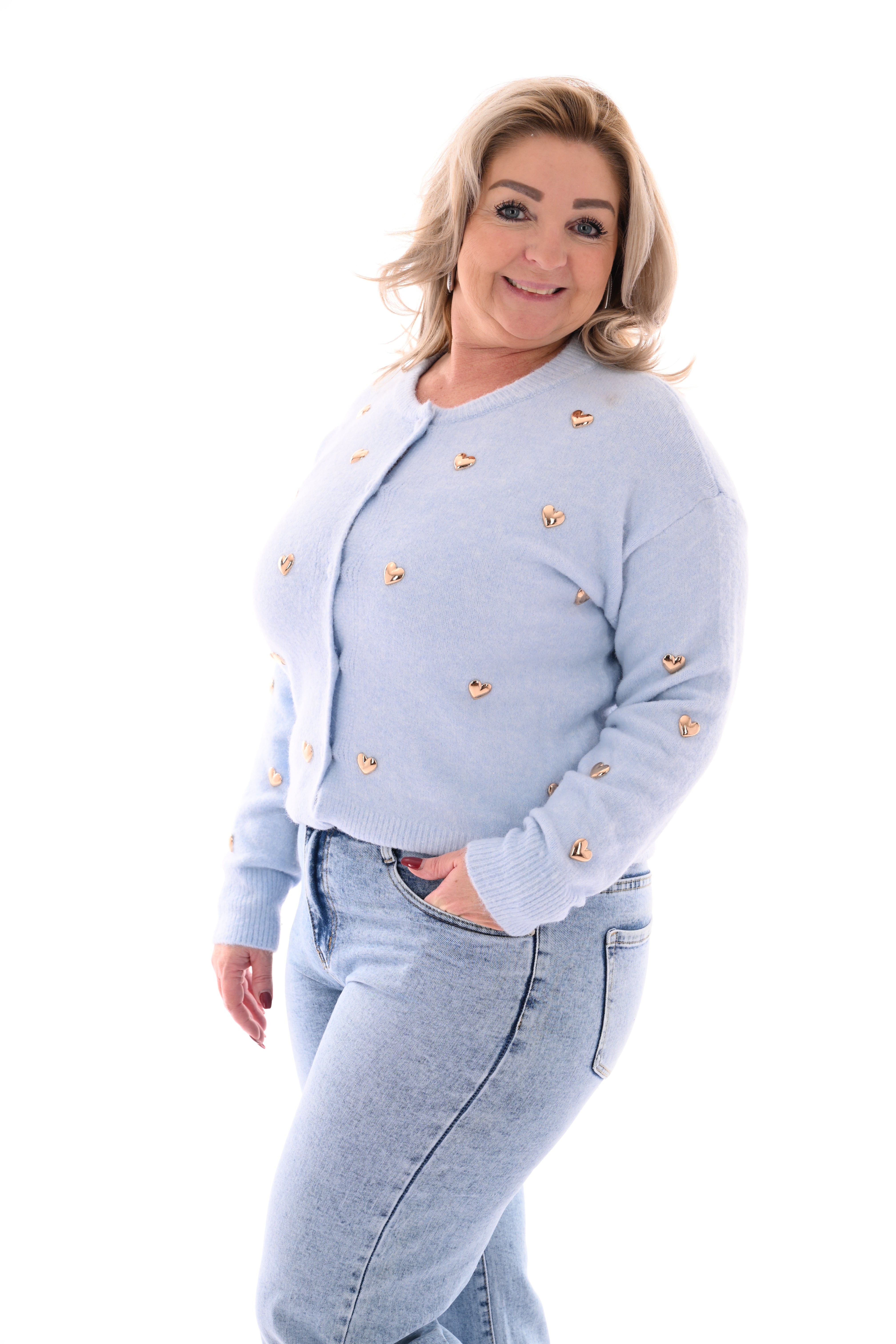 Vest hartjes lichtblauw