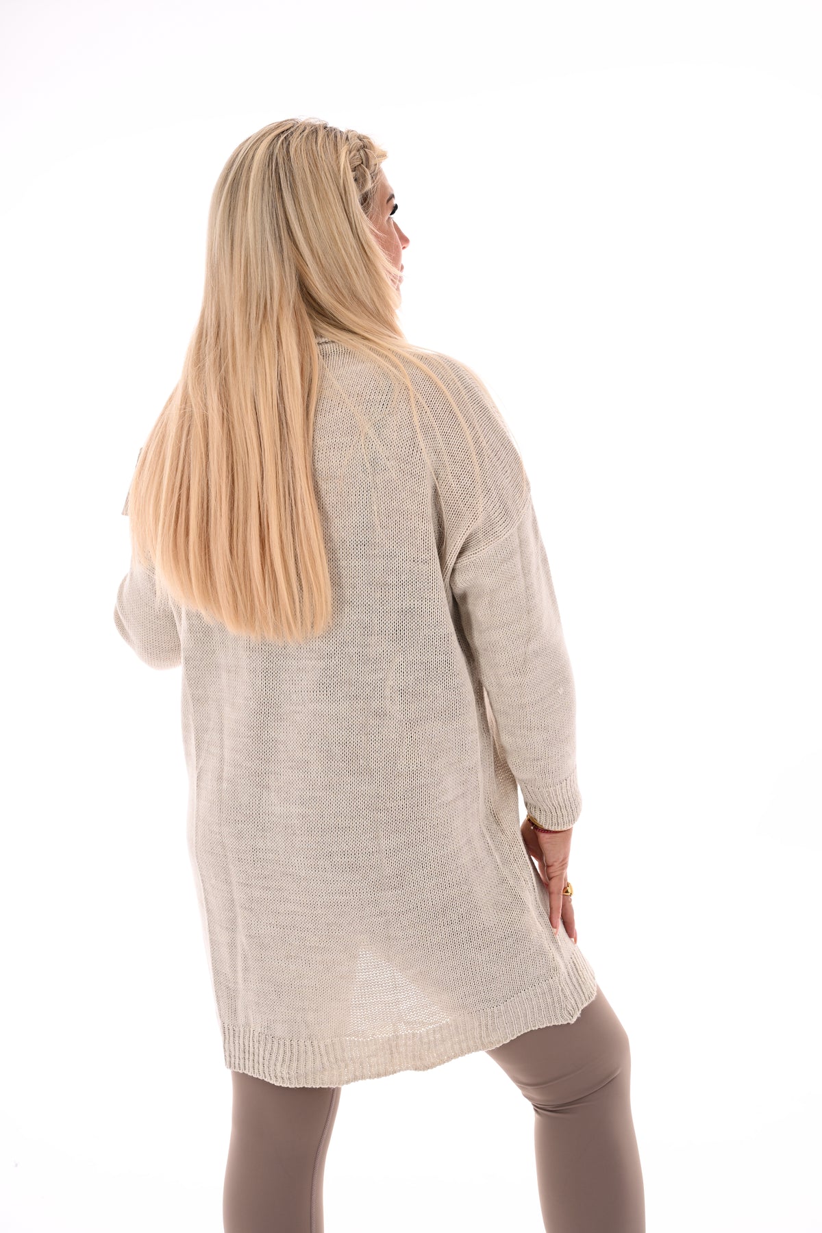 Gebreide tuniek met col beige