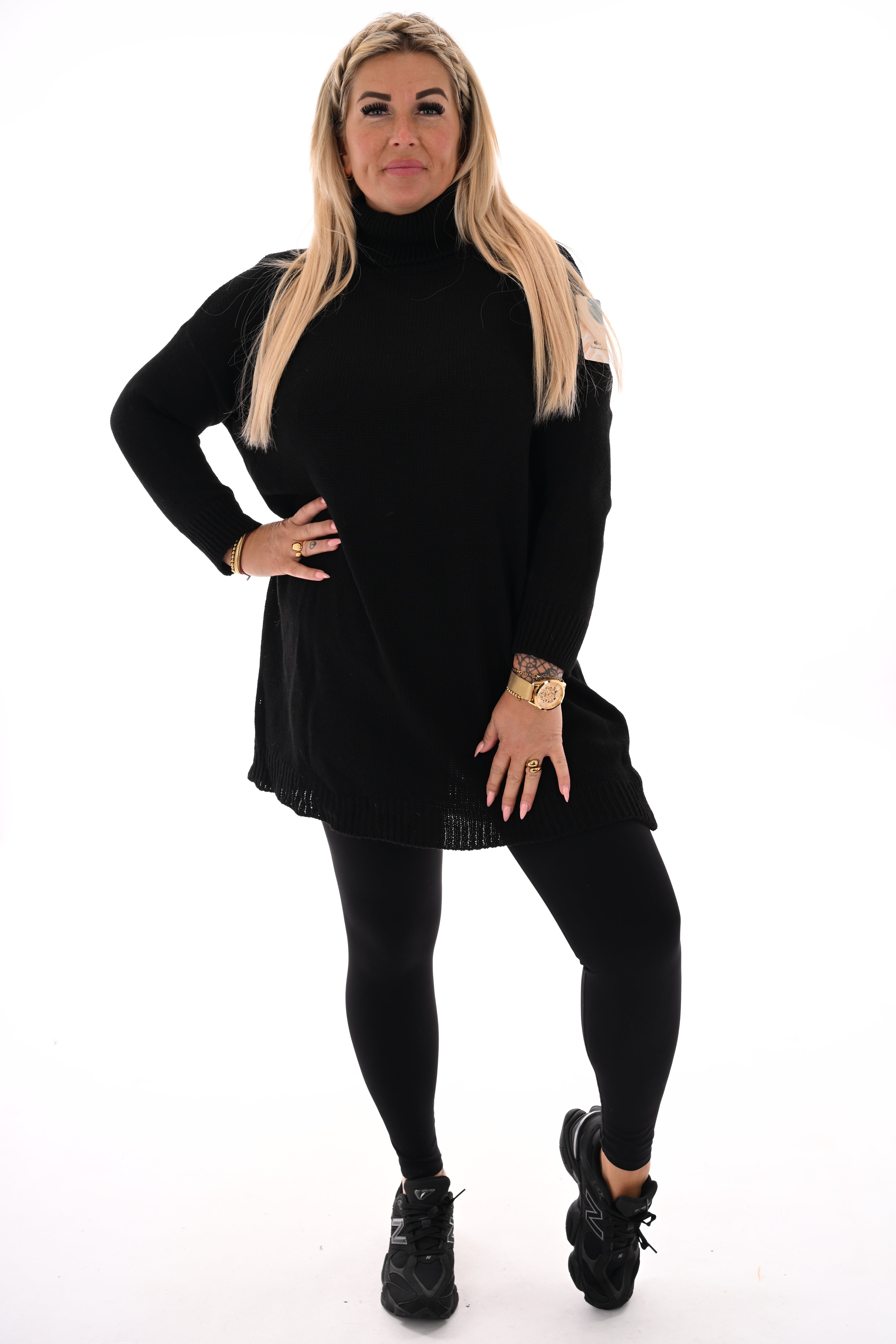 Gebreide tuniek met col zwart