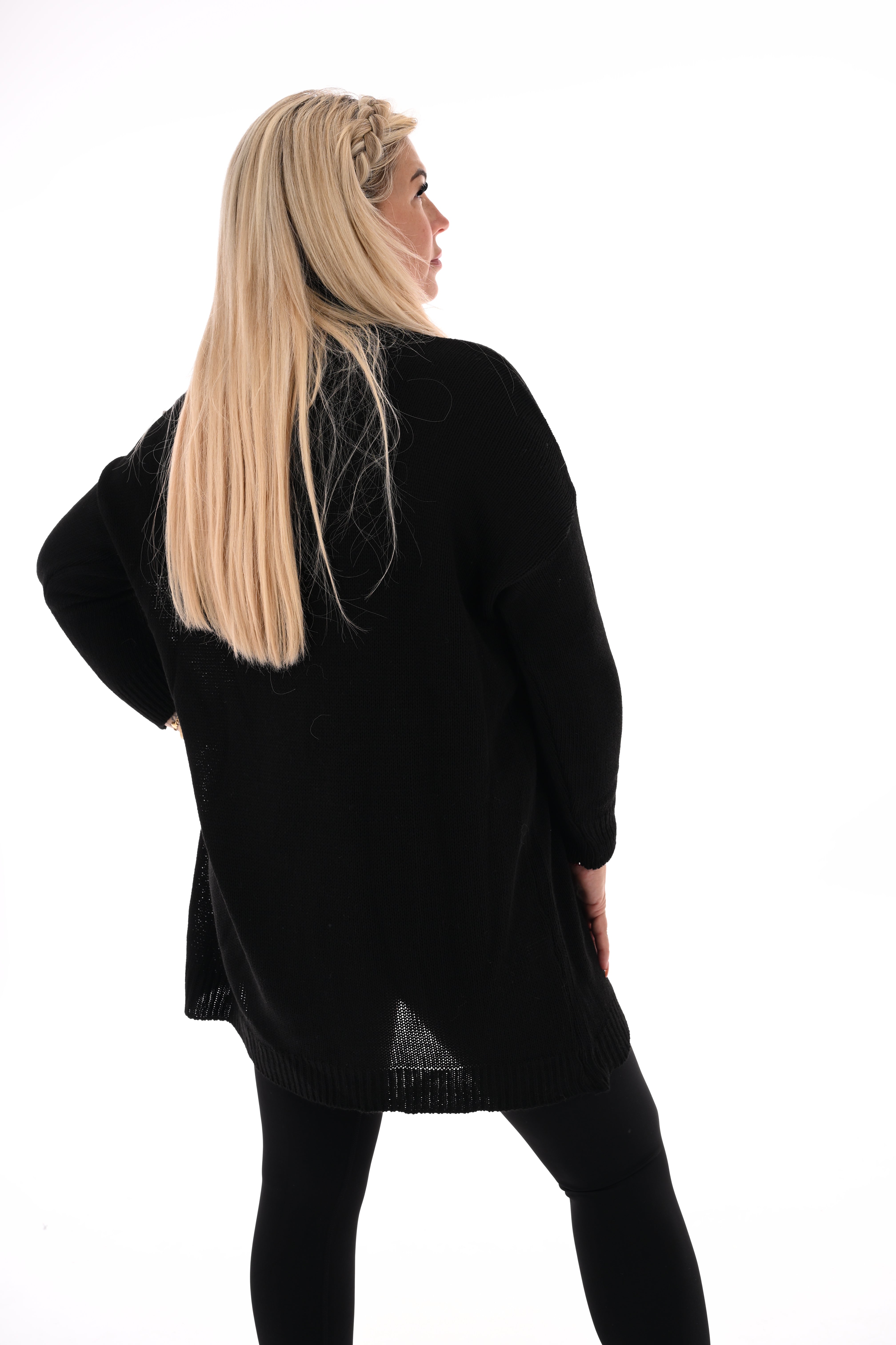 Gebreide tuniek met col zwart