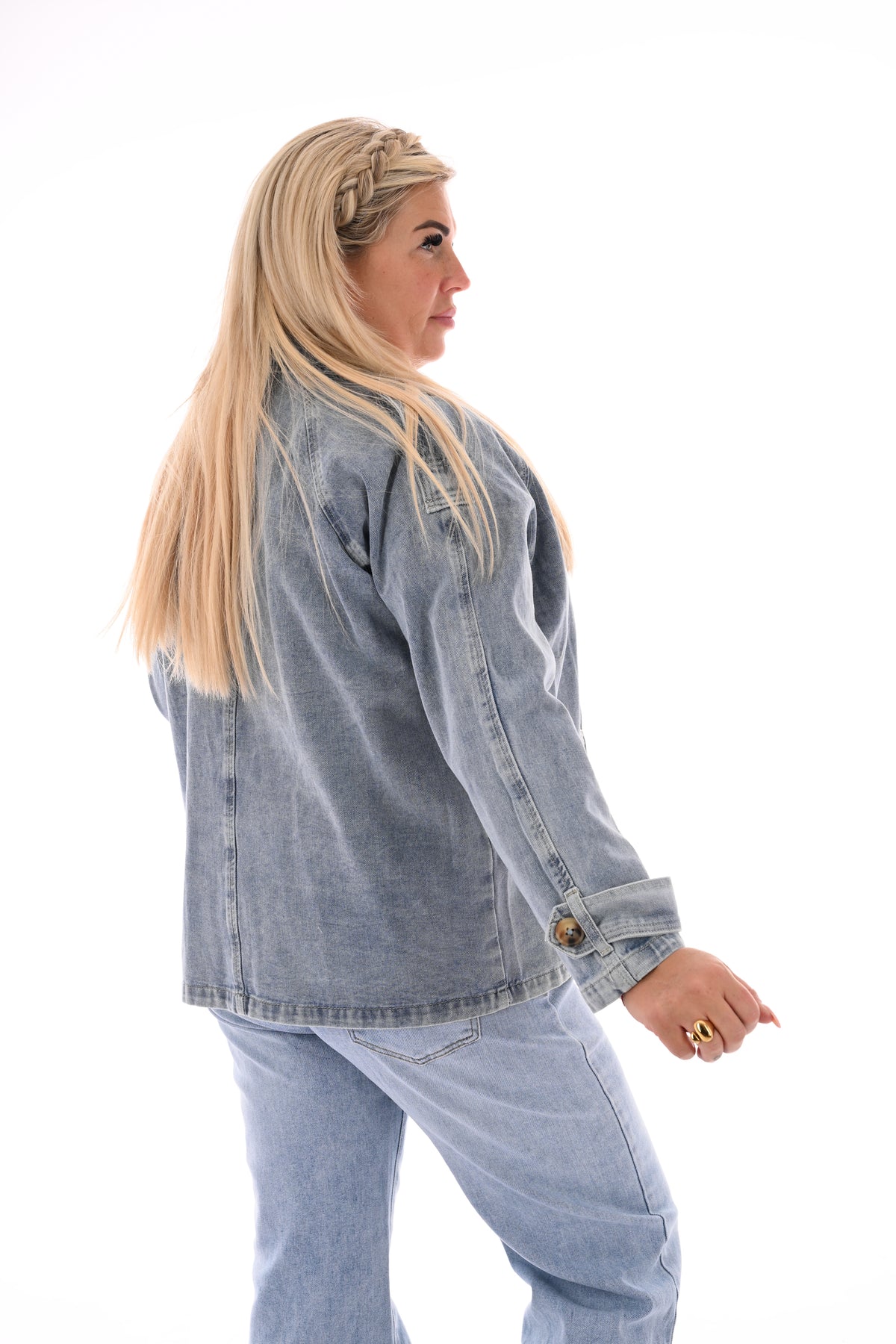 Spijkerjas dubbele knopen blauw