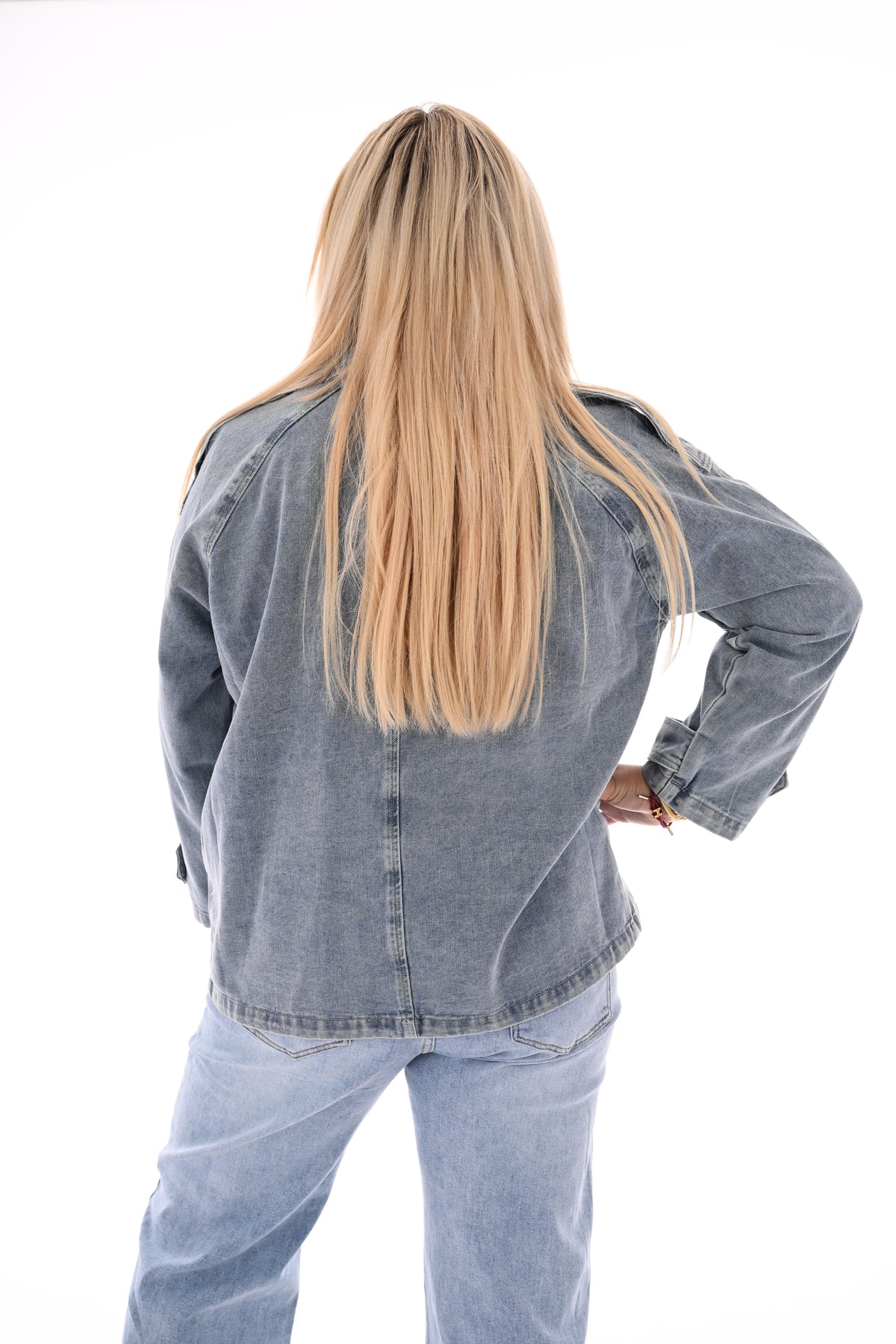 Spijkerjas dubbele knopen blauw