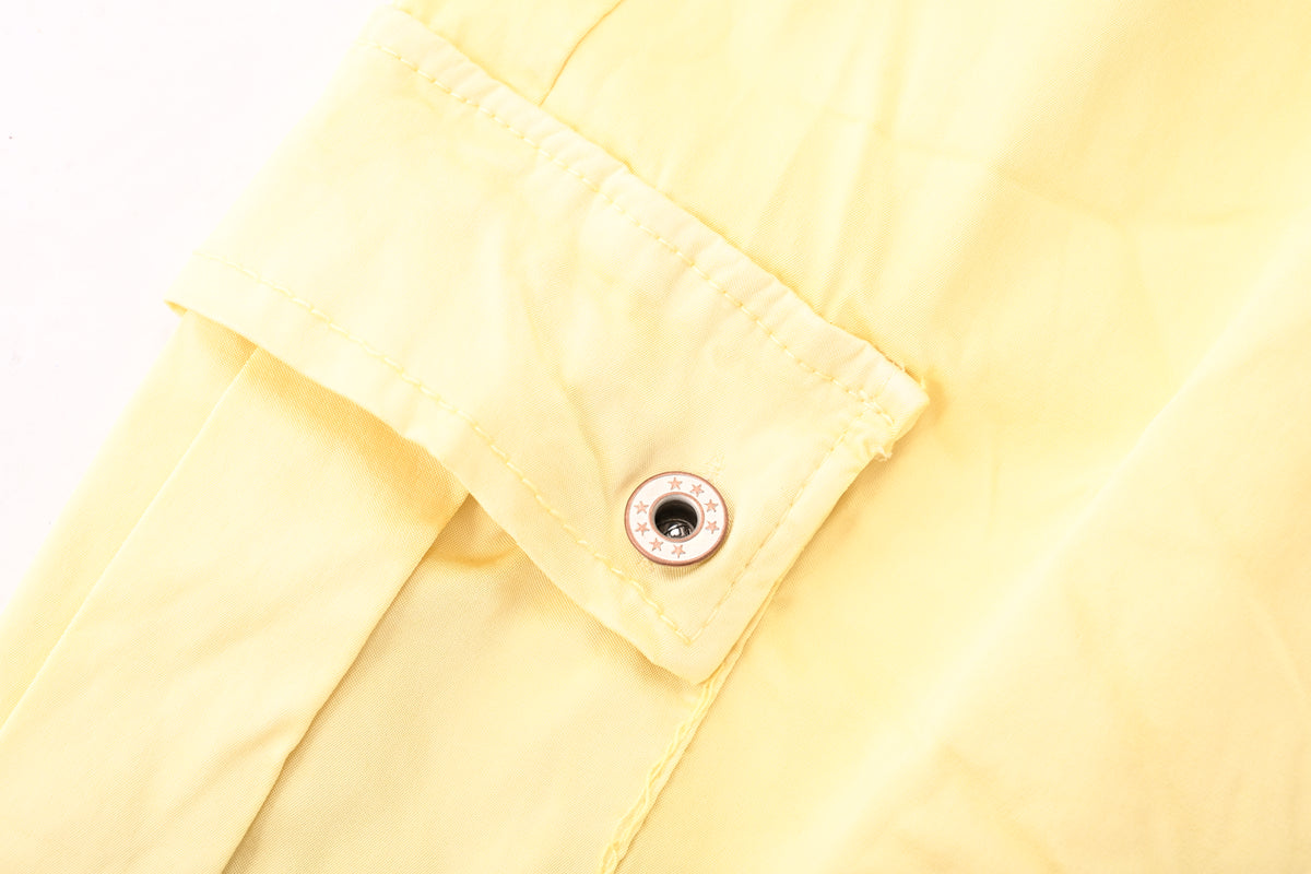 Silky stretchbroek cargo lichtgeel