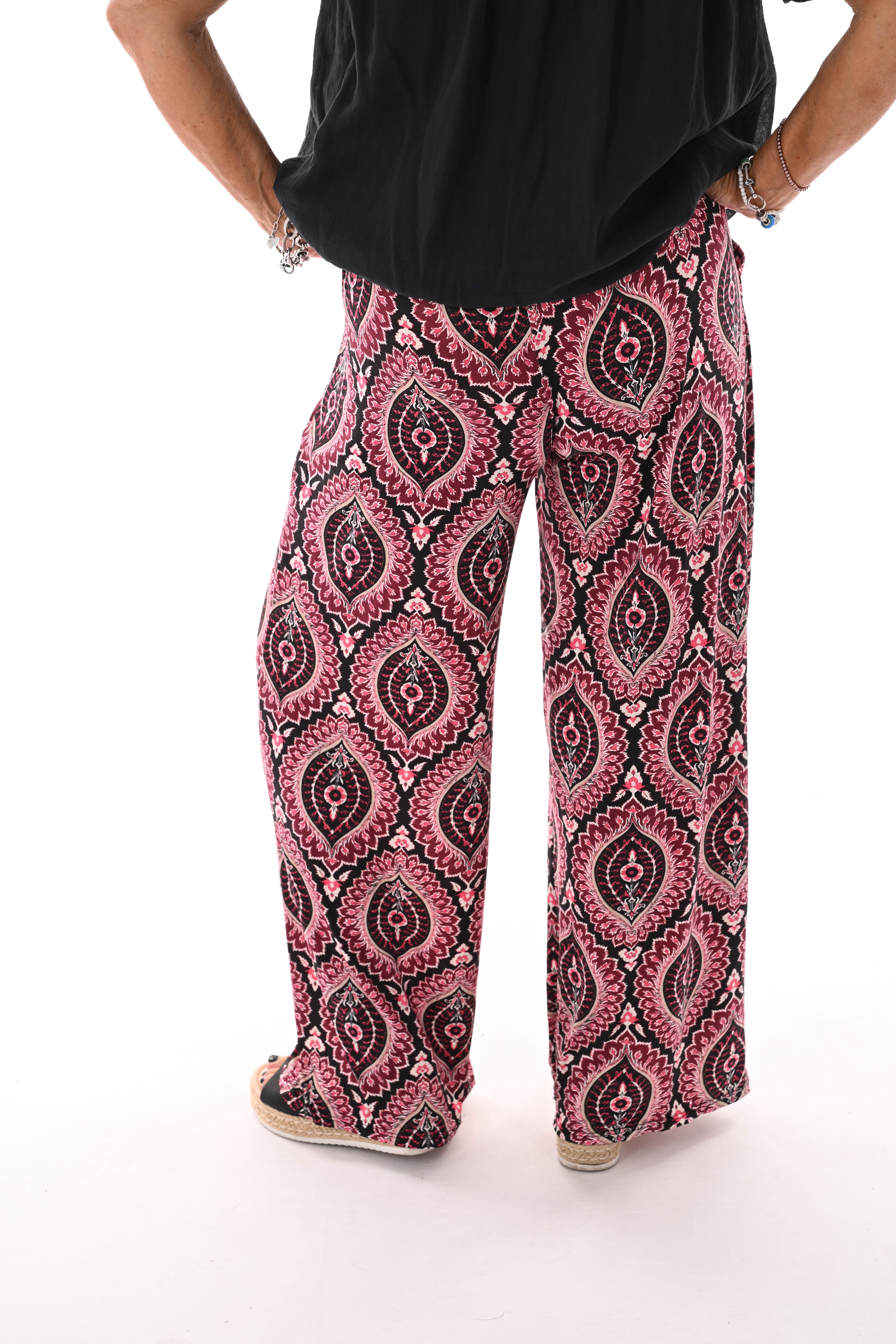 Broek met print damast zwart
