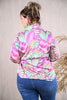 Blouse kort met print leaves lila