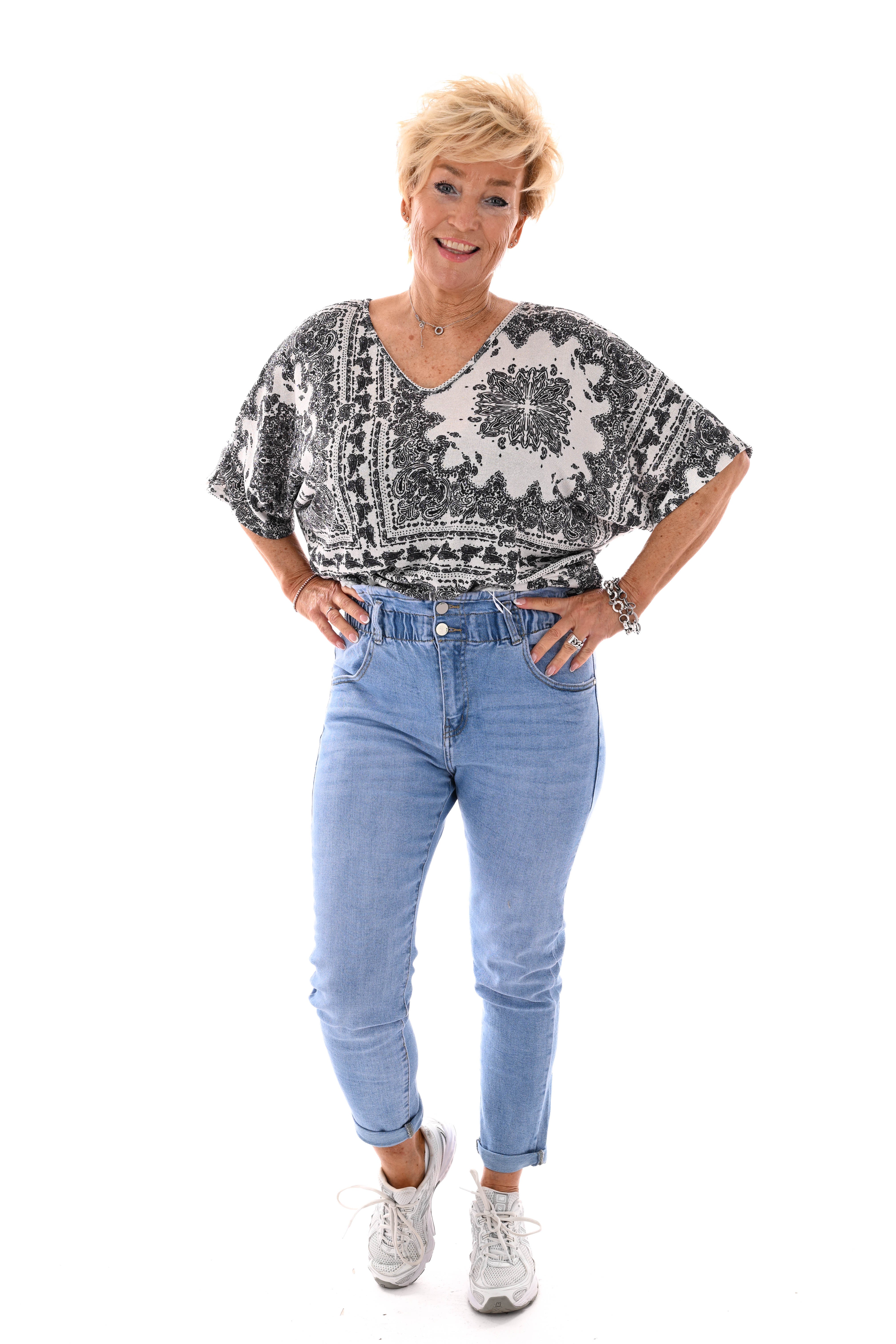 G-smack slimfit elastieken taille blauw