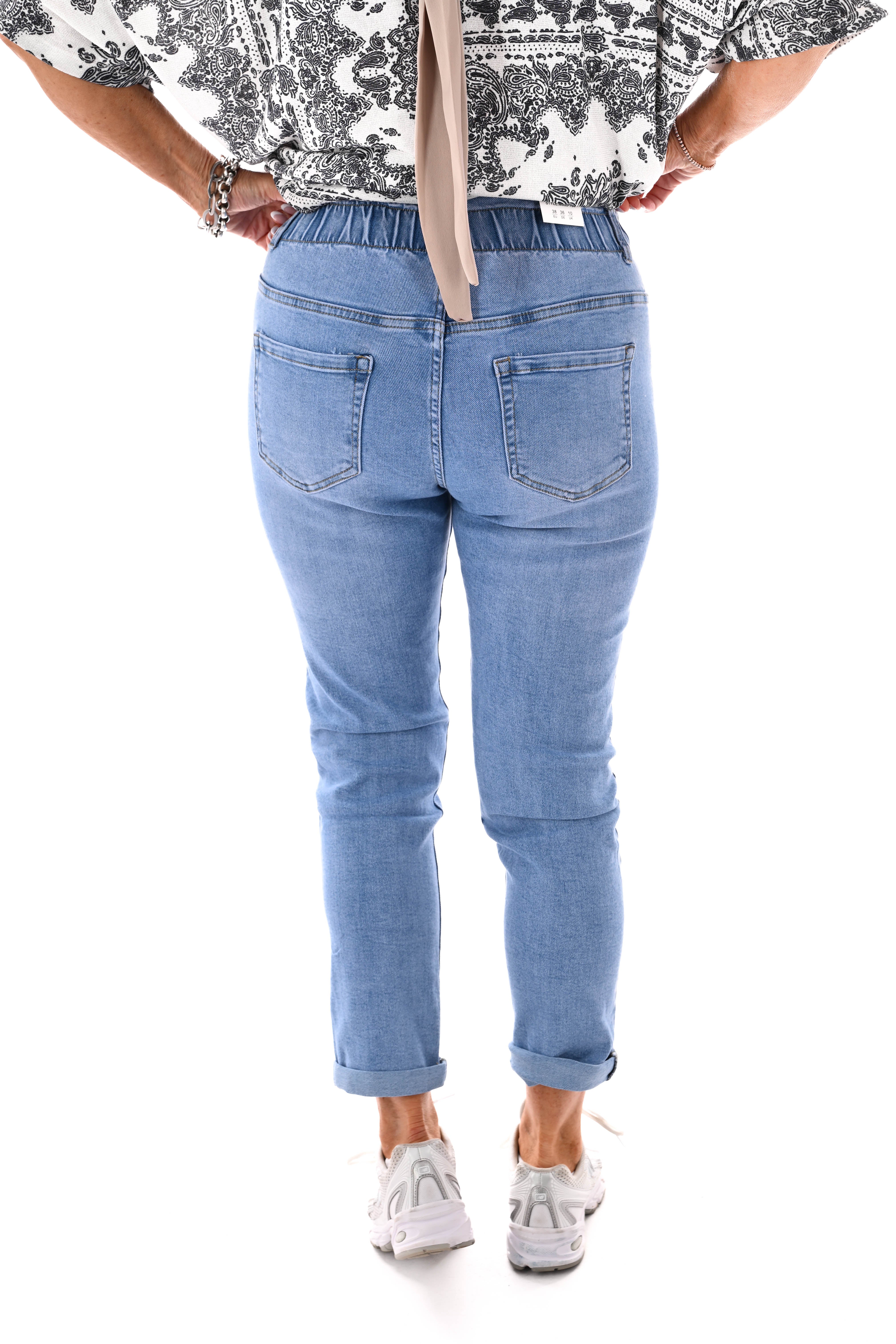 G-smack slimfit elastieken taille blauw