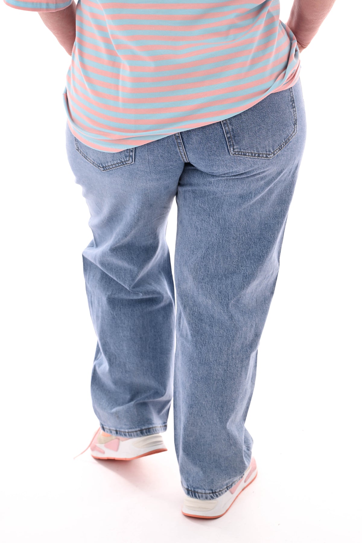 Miss Bon Jeans wide leg glitter blauw