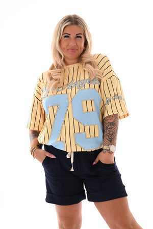 Top strepen korte mouwen Los Angeles lichtgeel