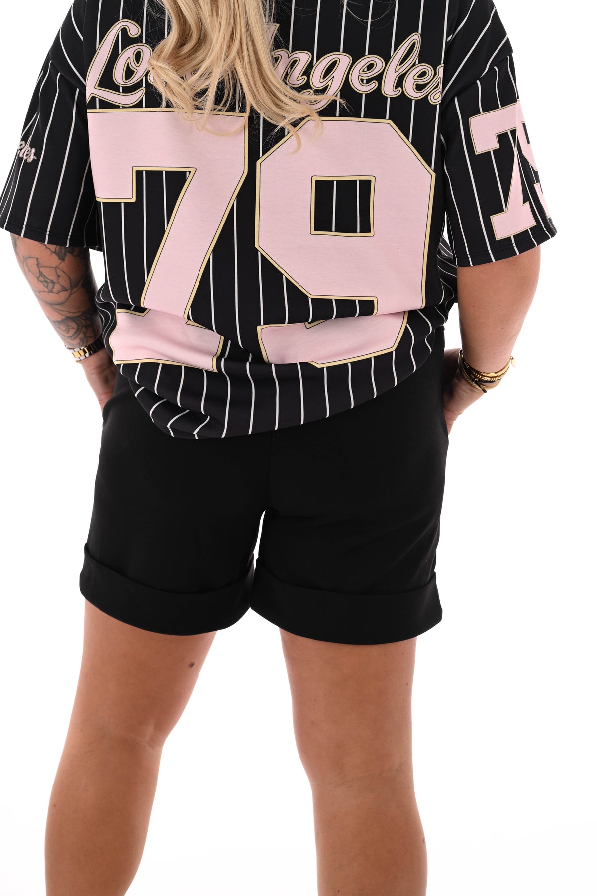 Sweatshort met omgeslagen zoom zwart
