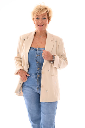 Blazer met hartjes en knopen beige