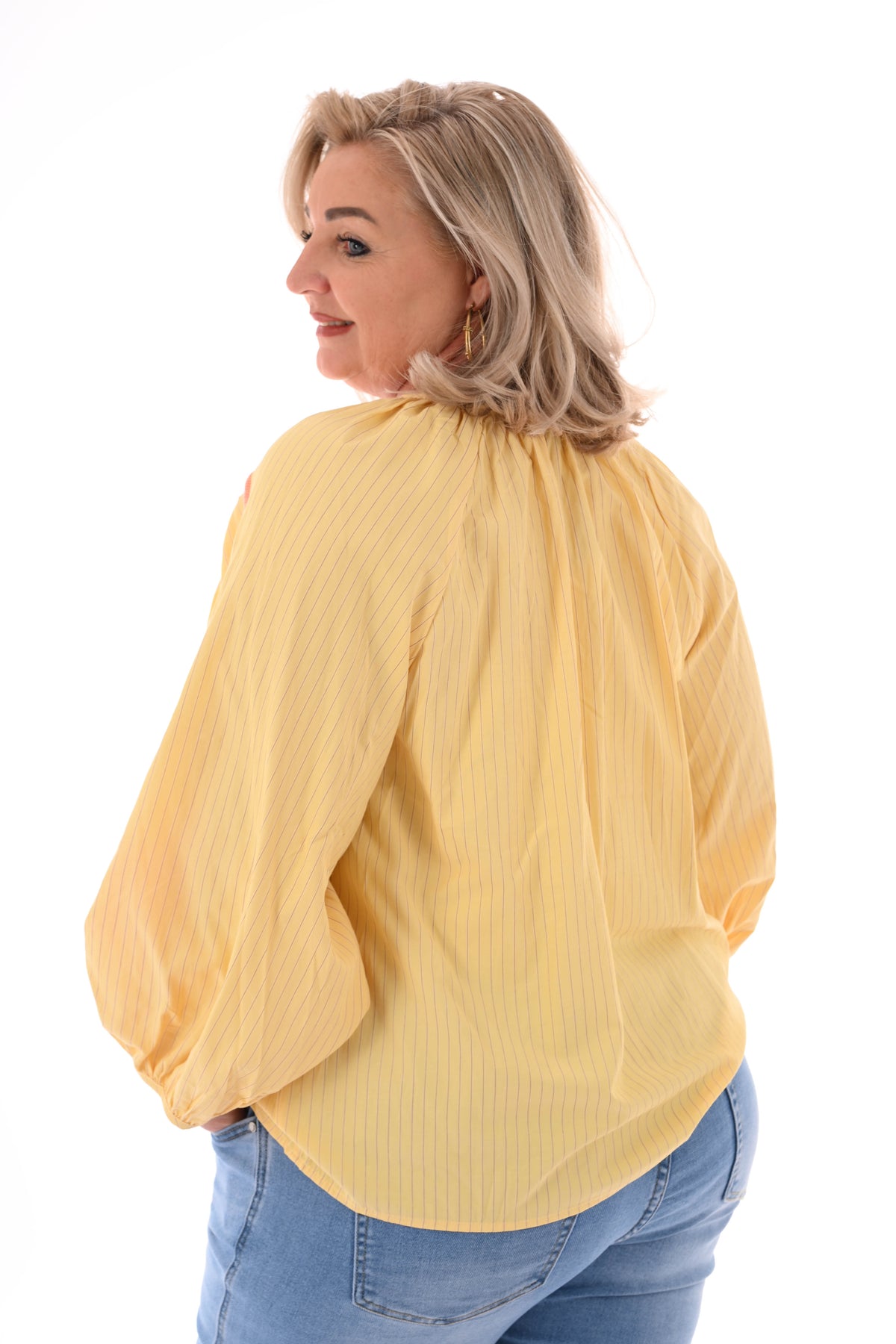 Top streepjes mouwdetails geel